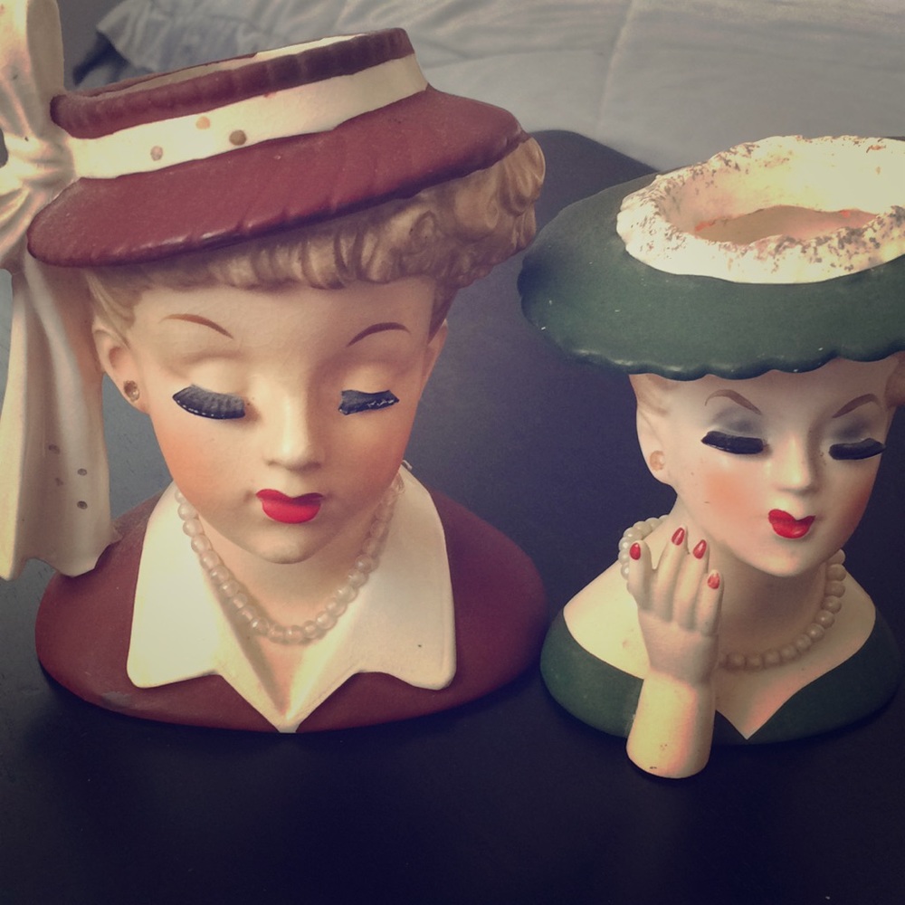 Vintage Lady Head Vases 1950s